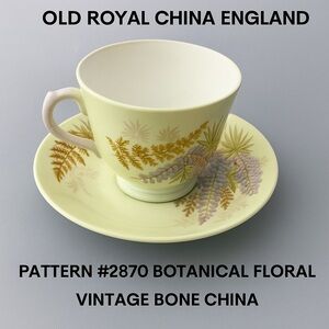 Old Royal China England Cup & Saucer Set #2870 Botanical Floral VTG Bone China